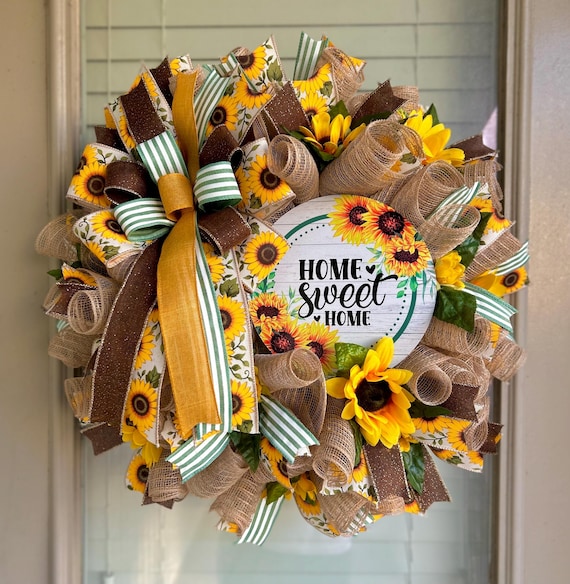 Sunflower wreath, sunflower wreaths, sunflower wreath for front door
