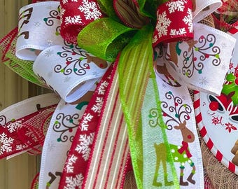 Christmas bow, winter bow, reindeer bow, bows for lanterns