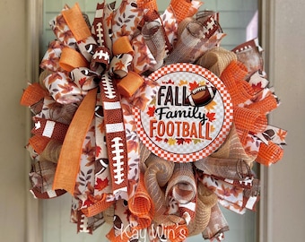 Fall wreath, fall football wreath, football fall wreaths, fall family football wreaths, football season wreaths