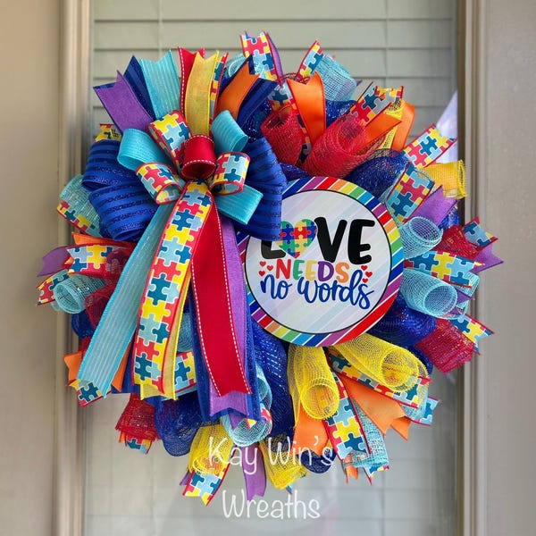 Autism awareness wreath, autism awareness, autism awareness wreaths, April autism awareness wreath, autistic wreaths, awareness wreaths
