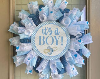 it’s a boy wreath, baby boy wreath, gender reveal wreath, it’s a boy announcement wreath