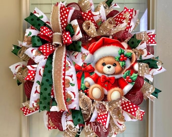 Christmas wreath, teddy bear Christmas wreath