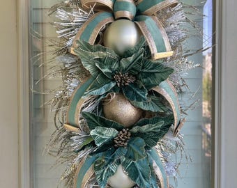 Christmas Swag, swag wreaths, Christmas swag wreaths, blue swag wreaths, celadon swag wreath, swag Christmas wreaths