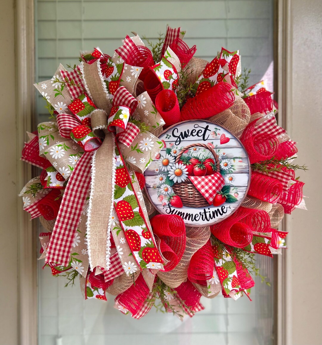 Strawberry Wreath, Spring Strawberry Wreath, Spring Wreath, Strawberry ...