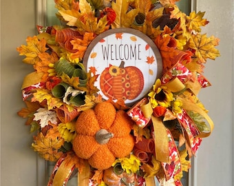 Fall wreath, Autumn wreath, fall wreaths, fall home decor, fall wreath for front door, Autumn wreath for front door, Autumn home decor