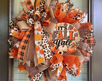Fall wreath, leopard fall wreath, fall wreaths, fall leopard wreath, it’s fall yall wreath, cheetah print wreath, leopard print wreath