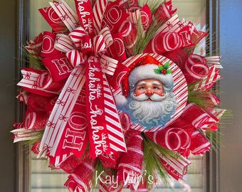 Santa wreath, Christmas wreath, Santa Christmas wreath, reindeer Christmas wreath, Christmas wreaths