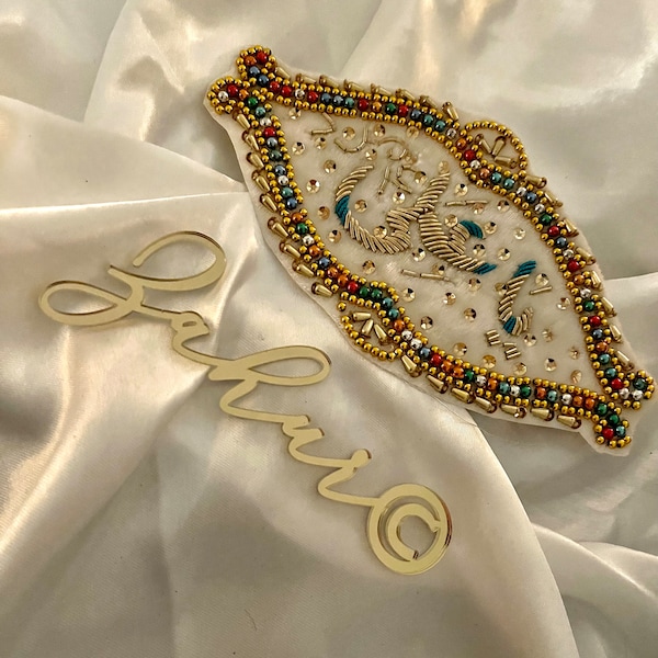 Velvet Embroidered Bride & Groom Imam Zamin (Nikaah Shaadi Wedding Gifts Ceremony) Hand Crafted Ya Ali Arm Band