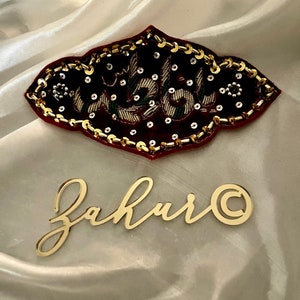 Velvet Embroidered Bride & Groom Imam Zamin (Nikaah Shaadi Wedding Gifts Ceremony) Hand Crafted Ya Fatima Arm Band ”