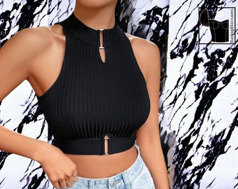 Damen Neckholder-Top | Ärmellose Tanktop-Kleidung | Streetwear-Modestil