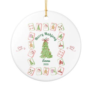 Personalized Mahjong Christmas Ornament, Ceramic Keepsake imagen 2