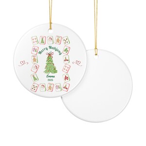 Personalized Mahjong Christmas Ornament, Ceramic Keepsake imagen 4