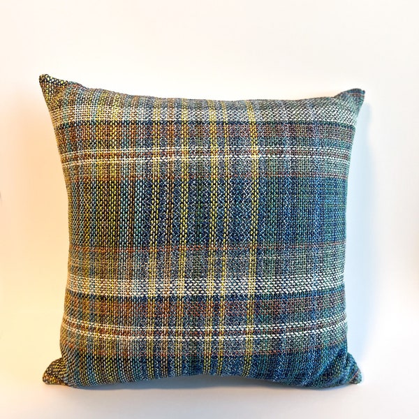 Navy Plaid Throw Pillow Cover // Decorative Cushion Cover // Luxury Home Decor //  17"x17" Pillow// Gift for her // Modern Deco