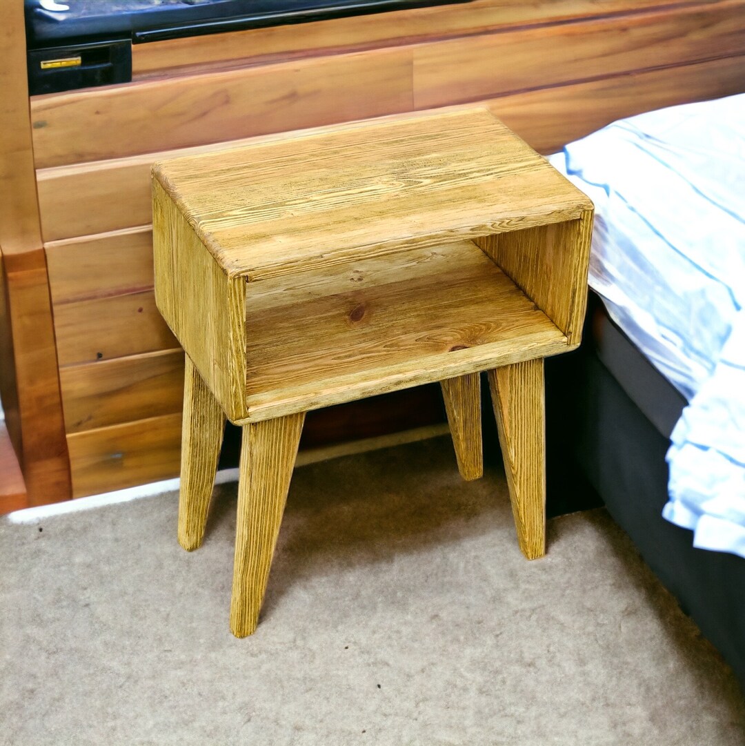 Bedside Table on Solid Wood Legs Bedside Table Made of Wood Etsy