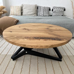2-in-1 massief eiken transformatortafel | ronde tafel | converteerbare tafel | houten tafel | hardhouten tafel | handgemaakte tafel | variabele hoogte