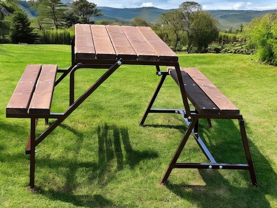 Outdoor bench with built in table hotsell
