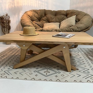 Transformer table 2in1 dining/coffee | natural wood | coffee table | handiwork | dining table | height adjustment | ash wood