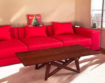 Ash Wood Lift Top Coffee Table, Convertible Dining Table, Adjustable Height Table, Folding Transformer Table, Handmade, Free Shipping