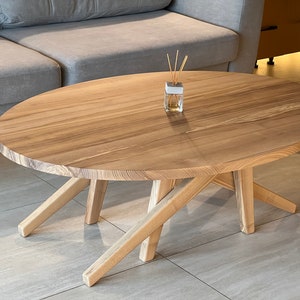 Elegant Oval Coffee Table | Transforms into Dining Table | Folding,Sliding & Height Adjustable | Solid Ash or Oak Wood | Space Saving Design