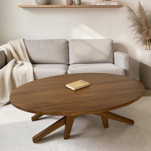 Oval Coffee Table Transformer | Lift Top Dining Table | Adjustable Height Table | Convertible Table | Small Space Furniture | Ash Wood Table