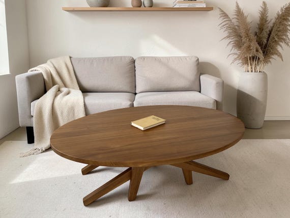 Oval Couchtisch Trafo | Lift Top Esstisch | Höhenverstellbarer Tisch | Wandelbarer Tisch | Kleinraummöbel | Tisch Esche