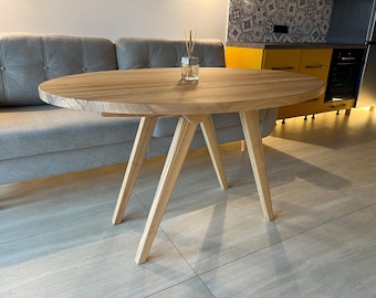 Oval Extendable Dining Table Transformer, Adjustable Height Coffee Table to Dining Table, Folding Sliding Oak Wood Table