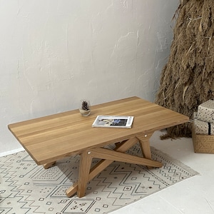 Transformer table 2in1 dining/coffee | natural wood | coffee table | handiwork | dining table | height adjustment  handmade  narrow table