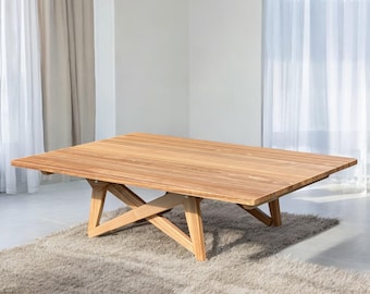 Ash Wood Adjustable Height Dining Table: Coffee Table Transformer