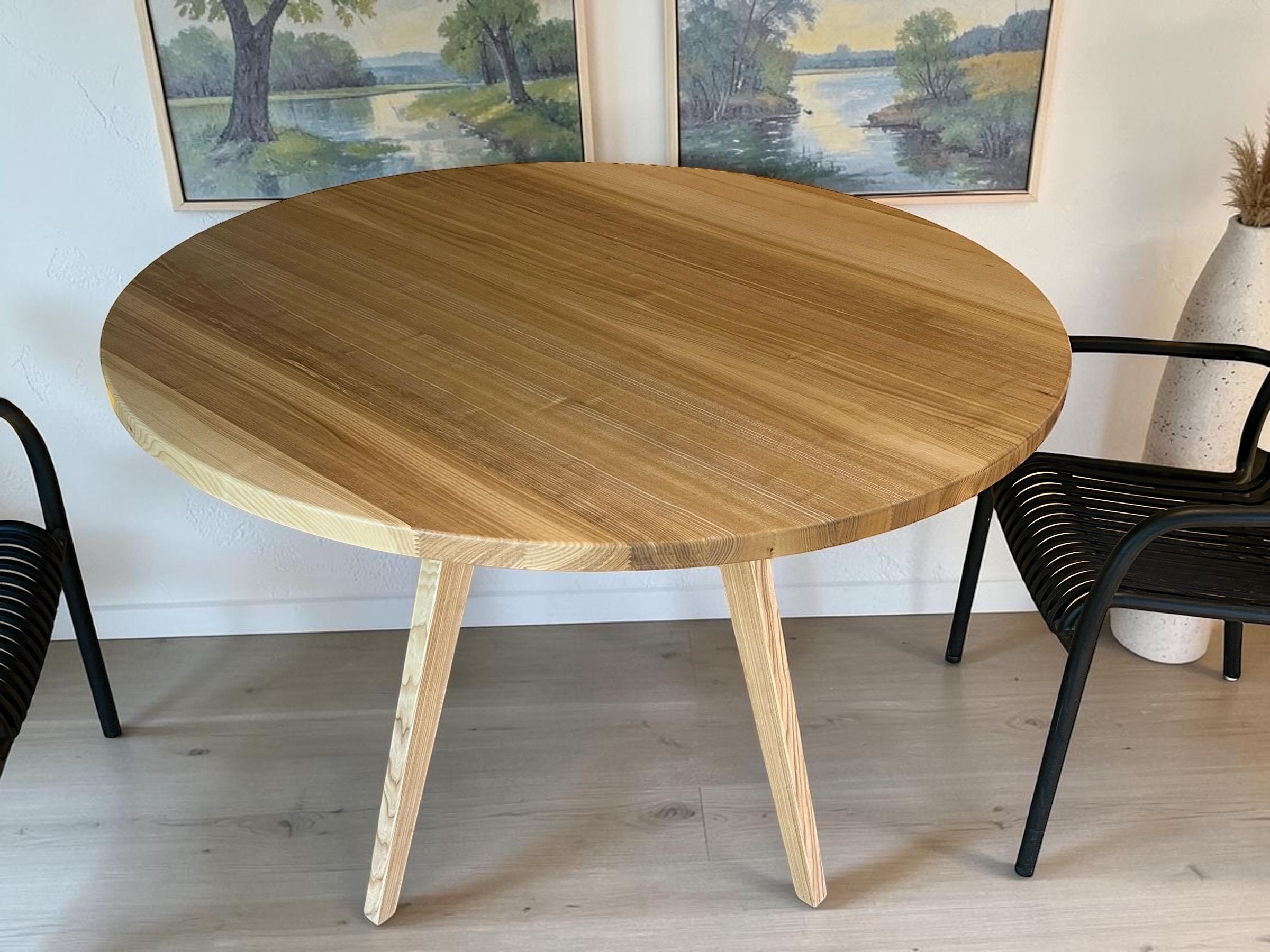 Round Dining Table Solid Ash Wood | Scandinavian Kitchen Table ...