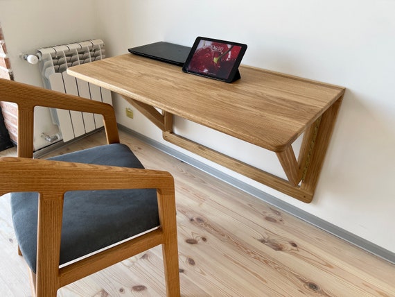 Laptop Desk Folding Work Desk Folding Desk oak Wall Desk Murphy Desk Work Desk Home Office Desk dorm Room Desk in Apartment study Desk Etsy UK