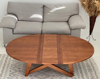 6-in-1-Transformationstisch, Schiebetisch, rund-ovaler Tisch, Esstisch, Couchtisch, Eschentisch, vergrößerter Tisch, Gästetisch, höhenverstellbar