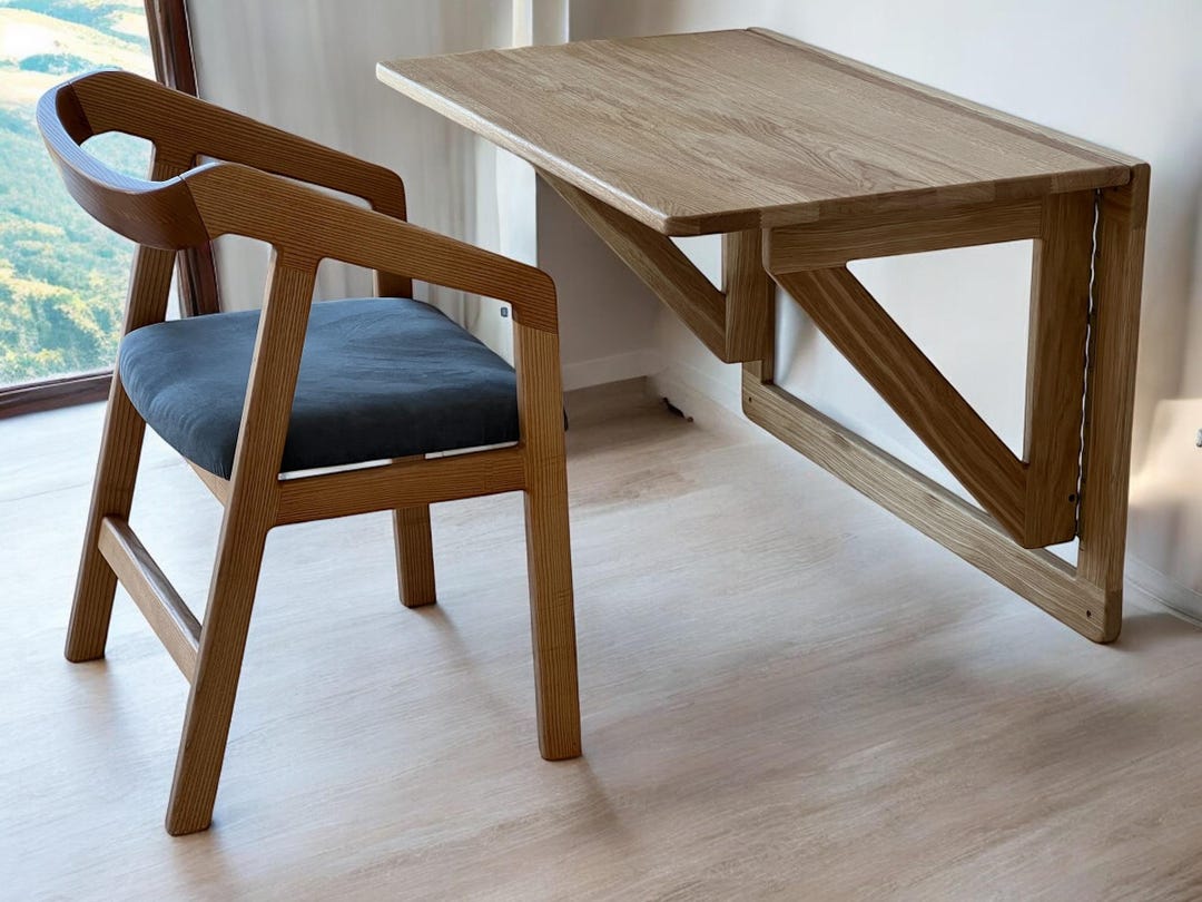 Solid Oak Wall Desk | Murphy Folding Desk for Home Office, Laptop ...