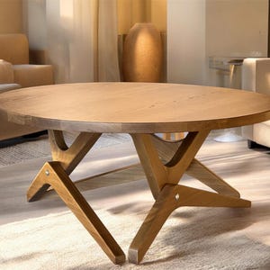 Runder Lift-Top-Couchtisch zum Esstisch, Wandelbarer 2-in-1-Tisch, Höhenverstellbarer Tisch, Kleinraummöbel, Eschenholztisch