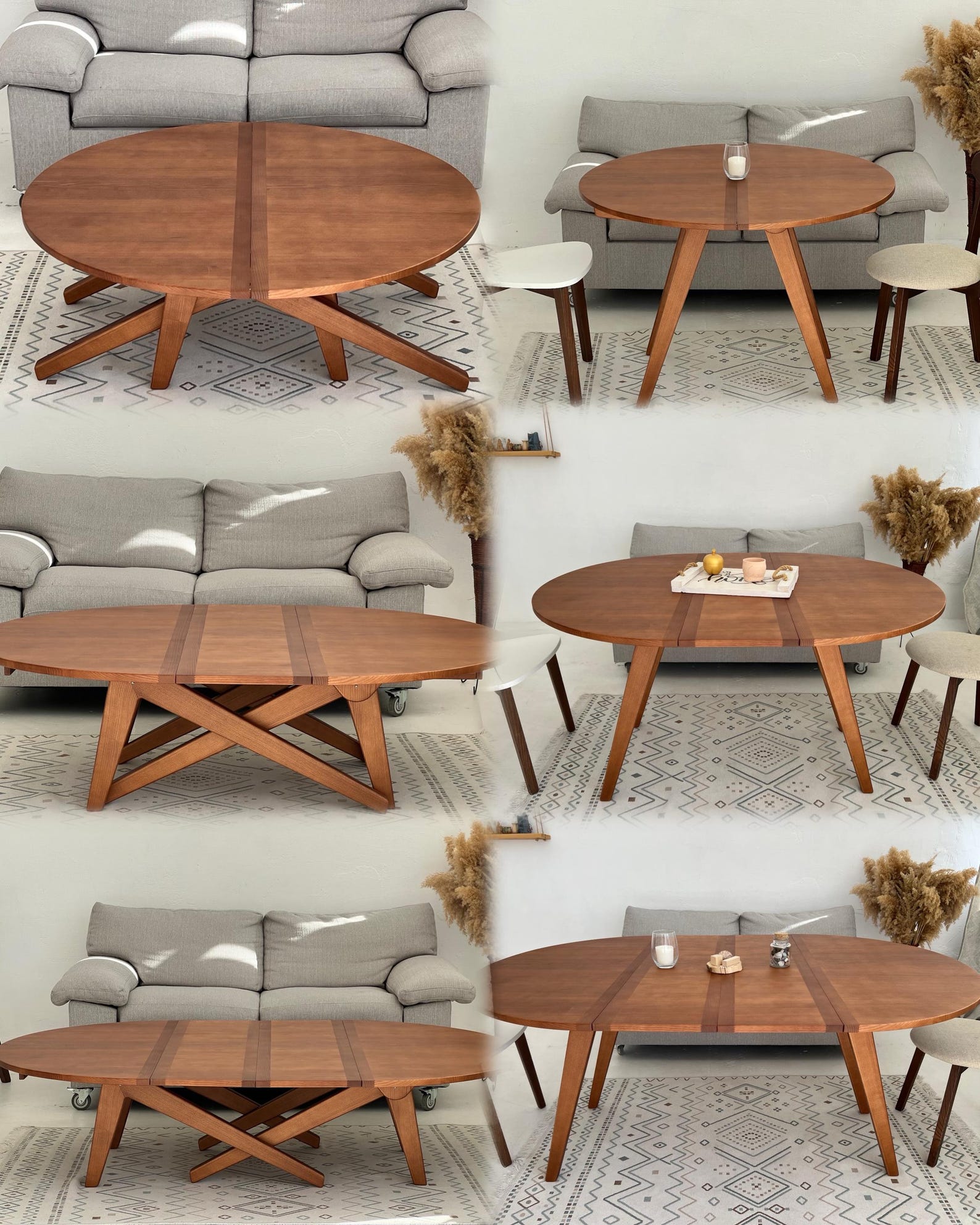 Transformer Table 6 in 1, Sliding Table,round-oval Table,dining Table ...