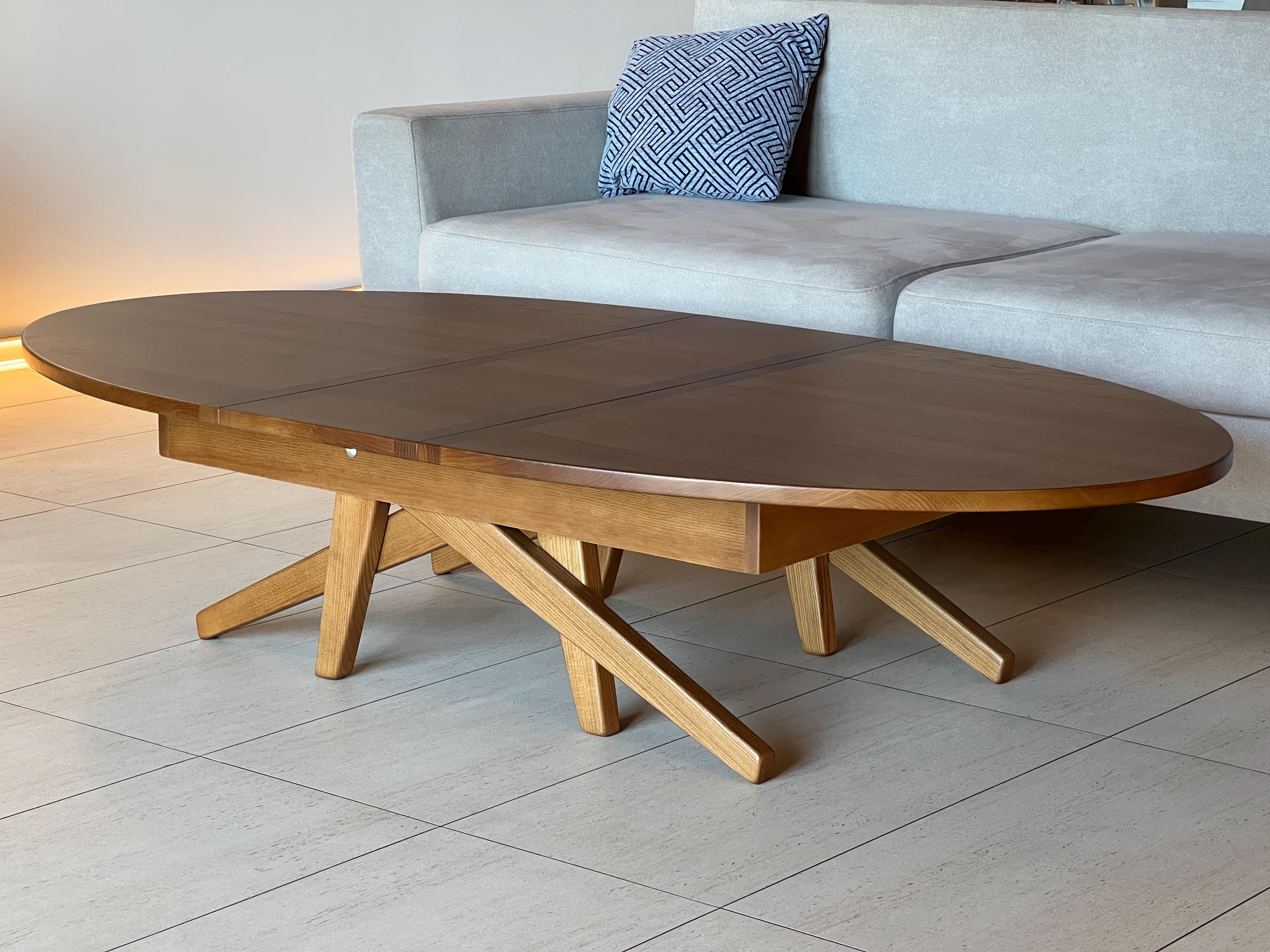 Transformer table 4 in 1, sliding table, dining table, coffee table, oak table, oval table, enlarged table, guest table, adjustable height
