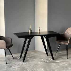 Handmade Black Transformer Table: Adjustable Height Dining/Coffee Table