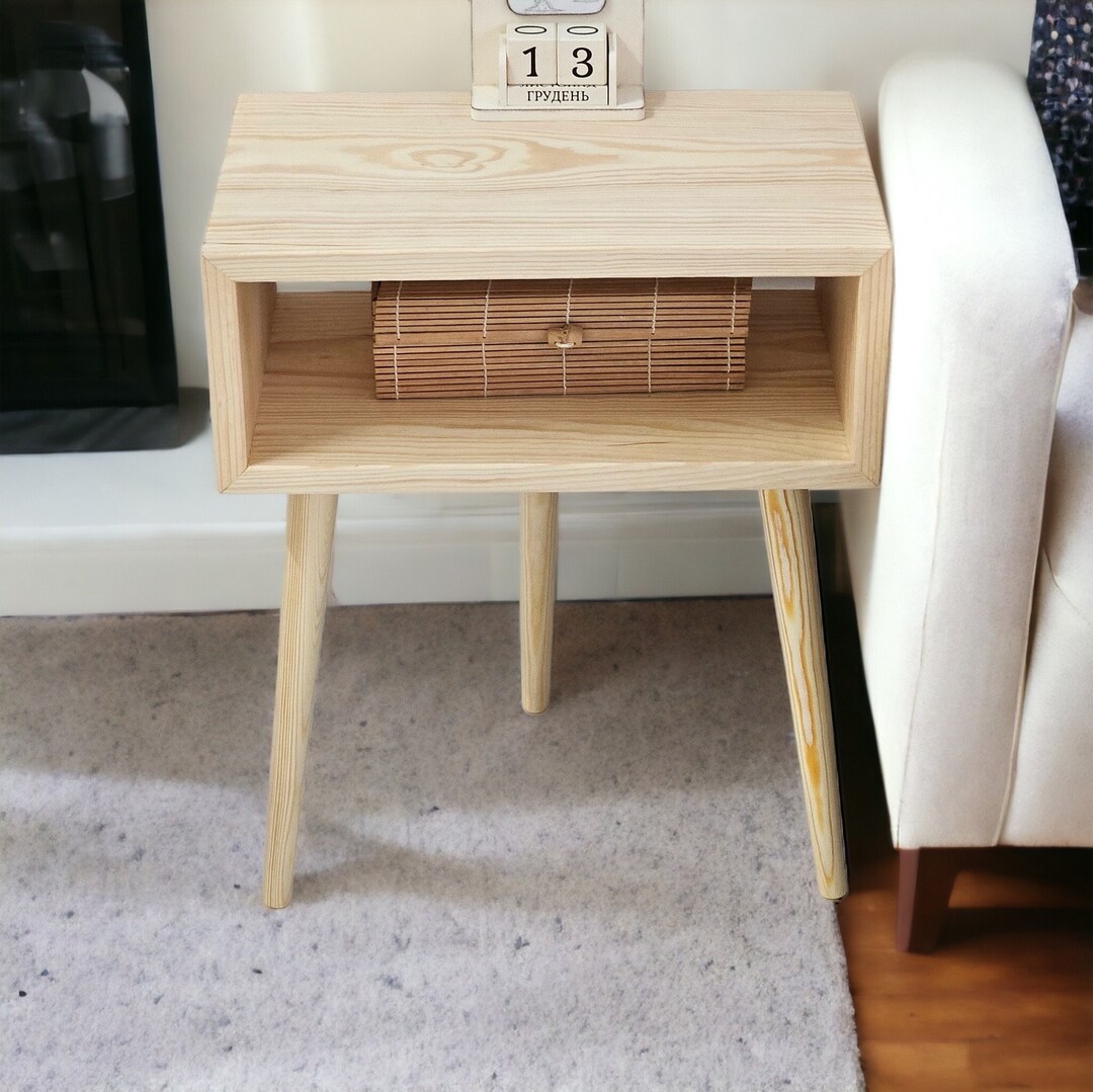 Nightstand Coaster Bedside Table Night Table Wooden Etsy