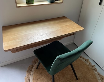 Floating Wall Desk Fold Down, Murphy Desk Oak, Small Space Desk, Folding Wall Mounted Desk, Home Office Compact Laptop Desk, Hidden Desk