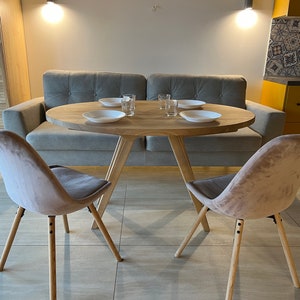 Oval Transformer Table 2-in-1 | Coffee & Dining Table | Height Adjustable | Solid Ash Wood | Handmade Furniture