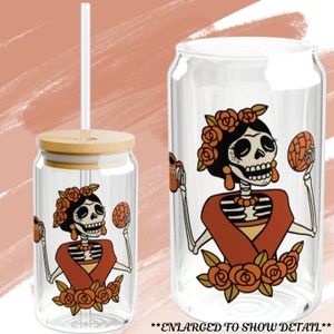 Señora Era, Café con Calaveras de Azúcar y Conchas, Vaso para sorbos, Vaso Libby, 16 oz