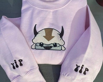 Appa Avatar  Embroidered sweatshirt, Bison custom design sweatshirt, yip yip Appa crewneck