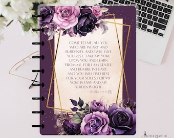 Matthew 11: 28-30 Bible Verse Planner Cover Faith Planning Bible Quote  Happy Planner Cover Floral Planner Cover