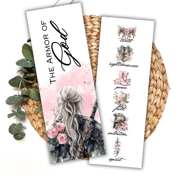 Pink Armor of God Bookmark: Laminated Christian Bible Gift