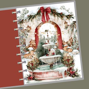Christmas Fountain Planner Dashboard | Holiday Courtyard Planner Dashboard | Winter Village Planner Dashboard | Happy Planner Sizes