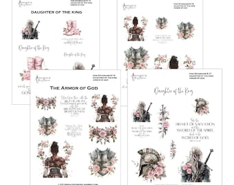 Pink Ephesians 6 Planner Stickers for Faith Planner Sticker Armor of God Bible Study Sticker for War Binder Daughter of the King Stickers