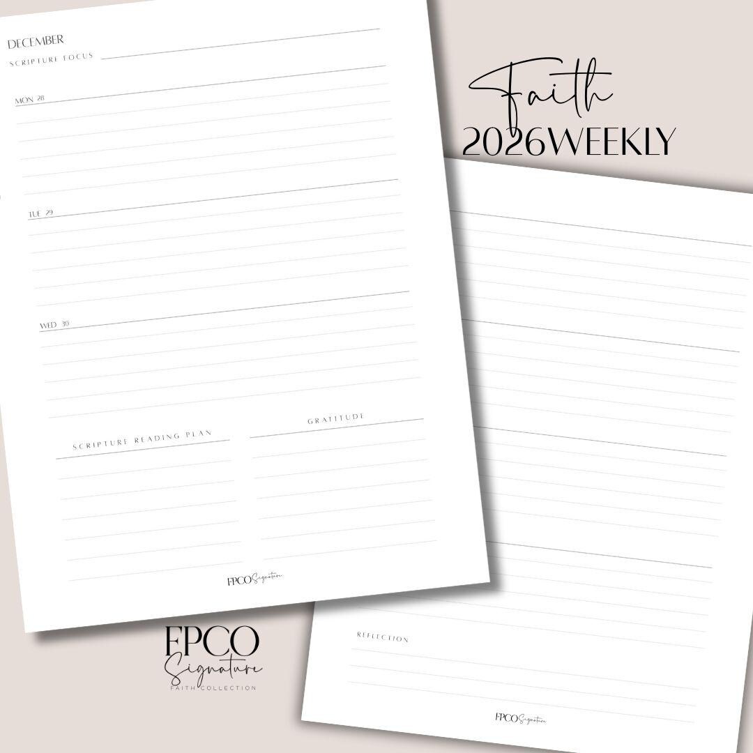 2026 Faith Weekly Planner Pages • Horizontal Layout Printed Inserts
