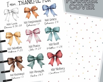I Am Thankful For Happy Planner Cover with Motivational Quote Planner Cover Happy Planner Cover with Bible Verses Faith Planner Cover