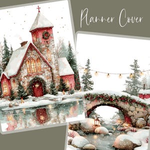 Christmas Chapel Planner Cover | Winter Church Planner Cover | Faith-Based Holiday Planner Cover | Happy Planner Cover Sizes