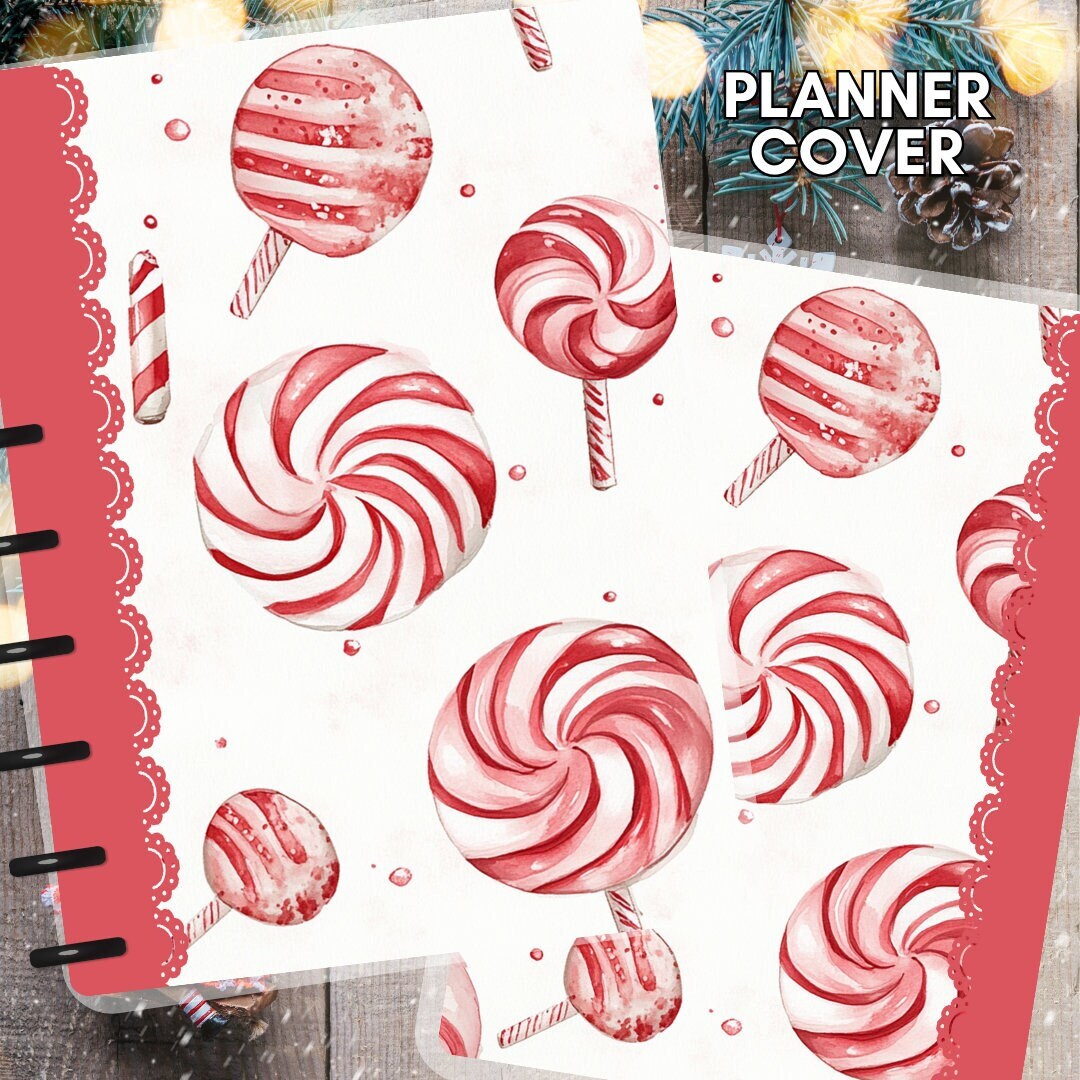 Candy Cane Happy Planner Cover for Christmas Planner Cover for Happy ...