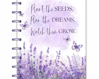 Lavender Dreams Happy Planner Cover with Flowers Laminated Planner Cover with Motivational Quote Happy Planner Cover Disc Bound Planner